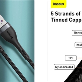 کابل مگنتی Type C بیسوس Baseus Zinc Magnetic CATXC-N01 طول 1 متر توان 5 آمپر