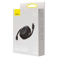 کابل مگنتی سه سر Baseus Zink Magnetic Retractable CAMLC-01 طول 1 متر و توان 20 وات دارای سیم جمع کن