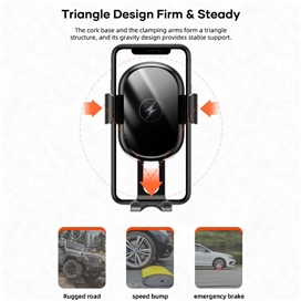 هولدر و شارژر وایرلس دریچه کولری راک Rock W31 Wireless Charger Car Mount Gravity 118A-15 توان 15 وات