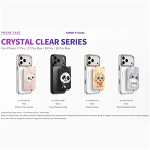 ست قاب شفاف و استند جاکارتی دار Big Eye Cute Pet نیمی Nimmy Magnetic Crystal Clear مناسب برای Apple iPhone 17 Pro Max