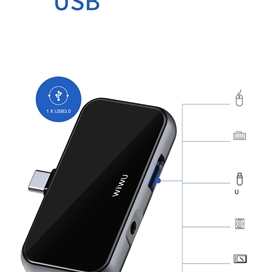 هاب 4 پورت برند WIWU مدل  Alpha T5 Pro USB-C