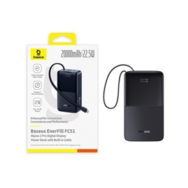 پاوربانک 20000 بیسوس Baseus EnerFill FC51 Bipow 2 Pro E0027701 توان 22.5 وات با کابل Type C متصل