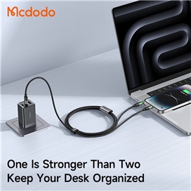 کابل شارژ چند سر تایپ سی و لایتنینگ 100 وات 1.5 متر مک دودو Mcdodo 2in1 Cable CA-6700