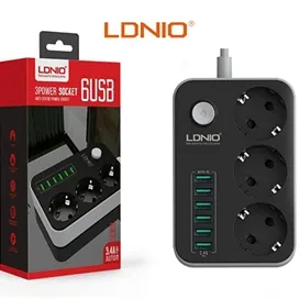 سه راهی برق الدینیو Ldnio 3Power Socket 6Usb SE3631