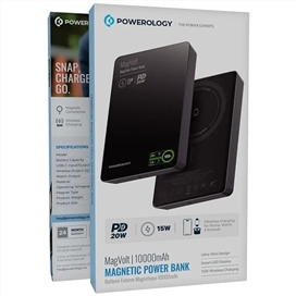 پاوربانک وایرلس چند کاره 10000 پاورولوژی Powerology MagVolt PPBCHA75BK