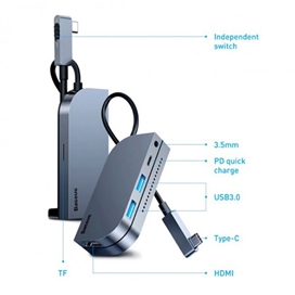 هاب چندکاره بیسوس Baseus Bend Angle Multi-Functional Type C HUB CAHUB-CWJ0G