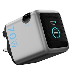 آداپتور شارژ 70 وات هوشمند پاورولوژِی Powerology Halo Dual-Port GaN Charger PWCUQC051