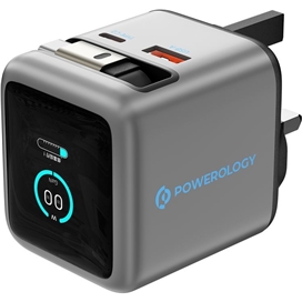 آداپتور شارژ 70 وات هوشمند پاورولوژِی Powerology Halo Dual-Port GaN Charger PWCUQC051