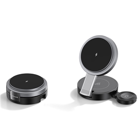 استند و شارژر وایرلس چند کاره مگ سیف یوسمز USAMS CD234 با قابلیت شارژ اپل واچ