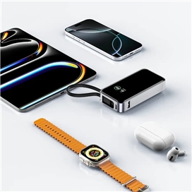 پاوربانک 10000 گرین لاین Green Lion Madrid 10 GL-PX31 GNMAD10PBKGY توان 35 وات با کابل متصل