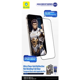 محافظ صفحه بلو سه بعدی با اپلیکاتور Blueo AR 3D Curved Hot Bending Tempered HD Glass with Applicator مناسب برای Apple iPhone 16 Pro Max