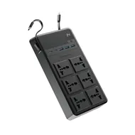 چندراهی برق 2500 وات به همراه کابل جمع شونده پاورولوژی Powerology 6AC Power Strip PWCUQC030