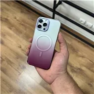 قاب کریستالی متال رینگ بادمجونی به همراه مگ سیف مناسب برای Apple iPhone 13