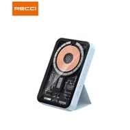 پاور وایرلس مگنتی 5000 میلی آمپر شفاف رسی Recci wireless charging PD20Wmagnetic power bank RPB-W07