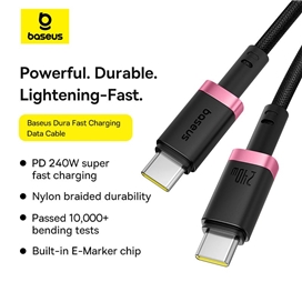 کابل شارژ دو سر تایپ سی 1 متر بیسوس Baseus Dura 240W Charging Data Cable CB000169