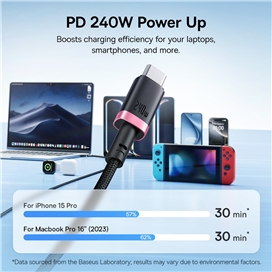 کابل شارژ دو سر تایپ سی 1 متر بیسوس Baseus Dura 240W Charging Data Cable CB000169