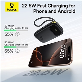 پاوربانک 22.5 وات 20000 با کابل تایپ سی و لایتنینگ بیسوس Baseus Qpow 3 Power Bank PPQD3-2022D