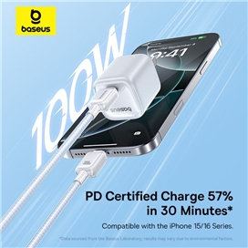 کابل شارژ دو سر تایپ سی 1 متر 100 وات بیسوس Baseus Crystal Fast Charging Cable CB000132