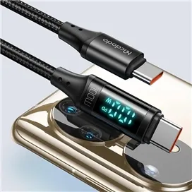 کابل شارژ و انتقال داده تایپ سی به تایپ سی مک دودو مدل MCDODO CA-1100 دارای نمایشگر دیجیتال طول 120 سانتیمتر